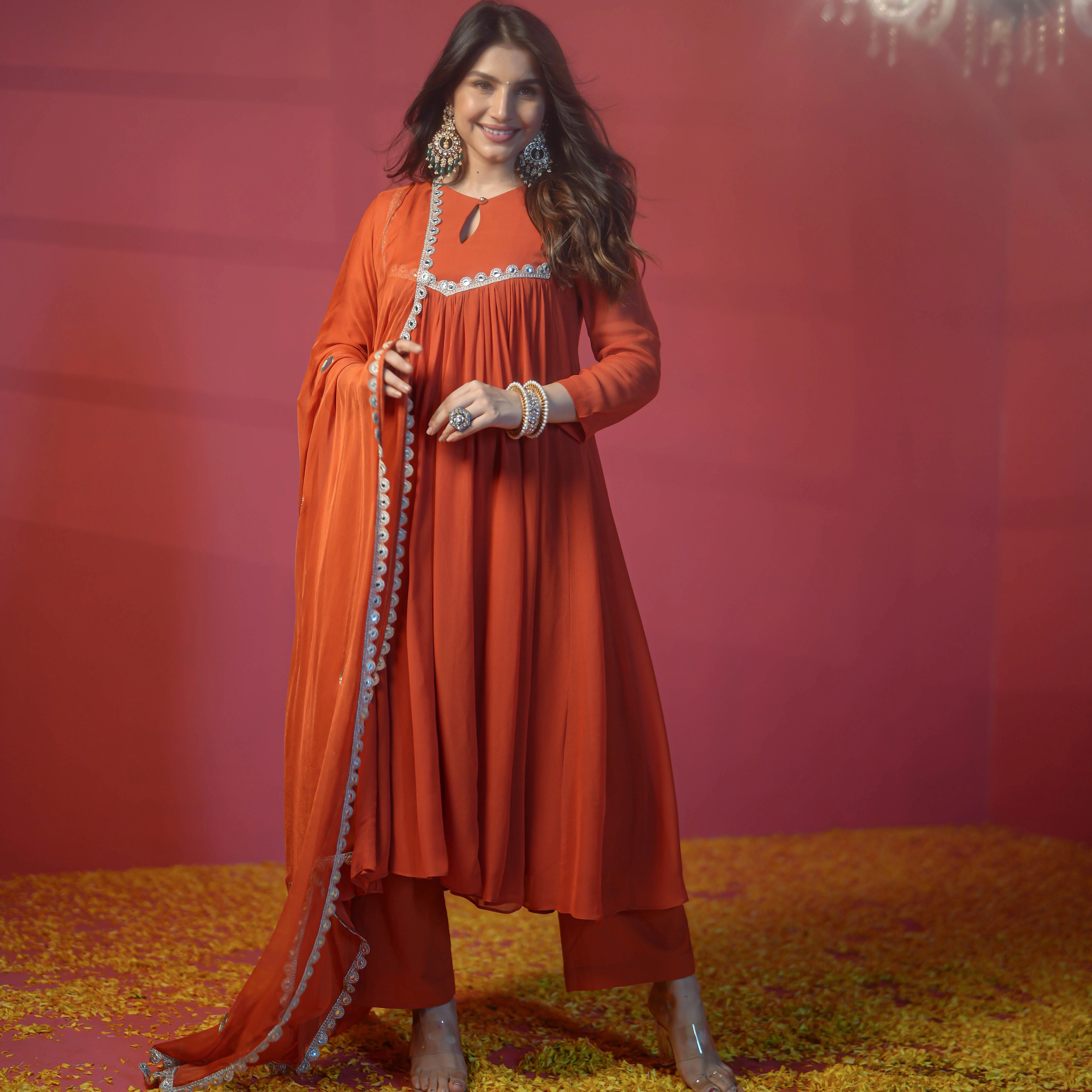 Bunaai Terracotta Orange Suit Set - Woolfily