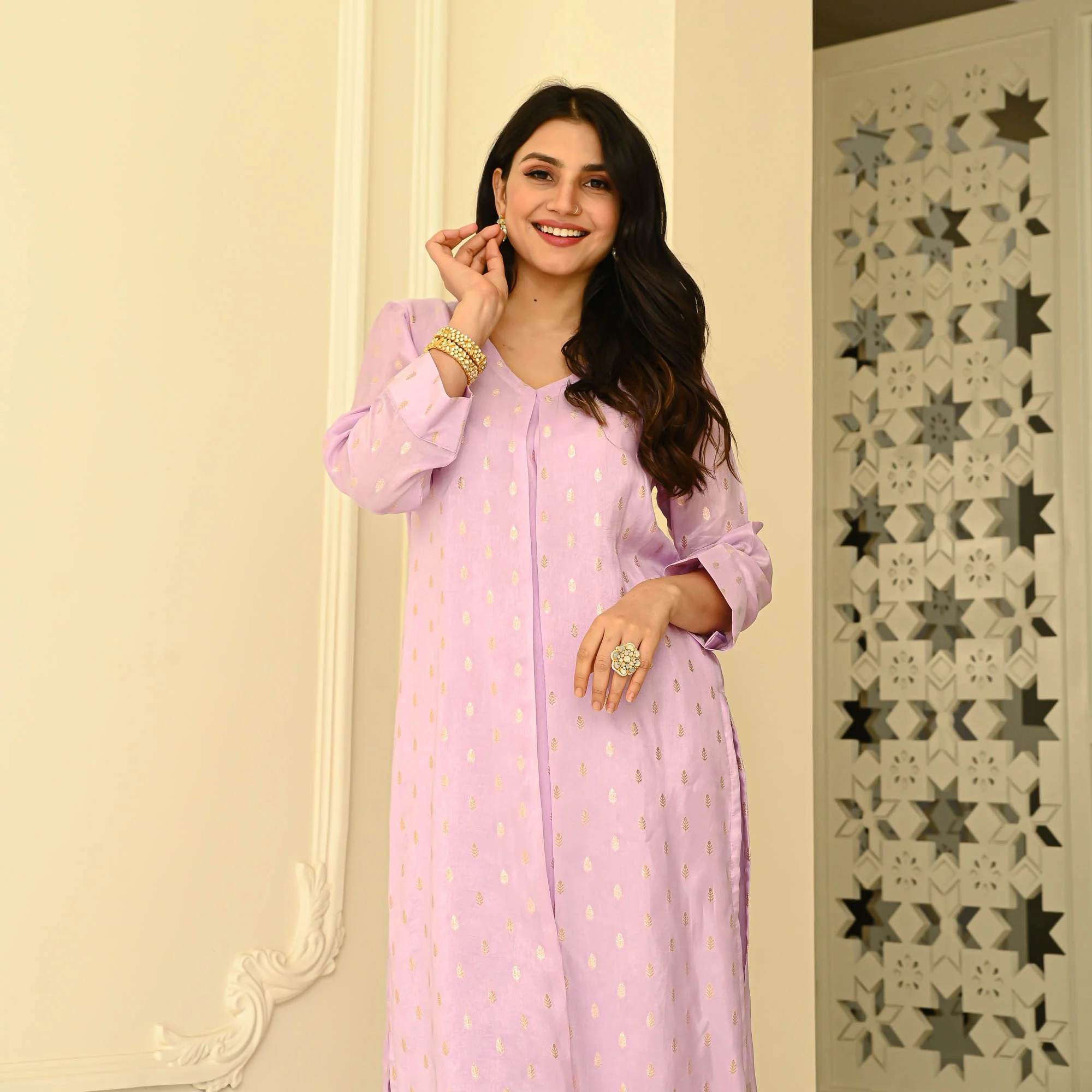 Bunaai Lilac Silk Coord Set - Woolfily