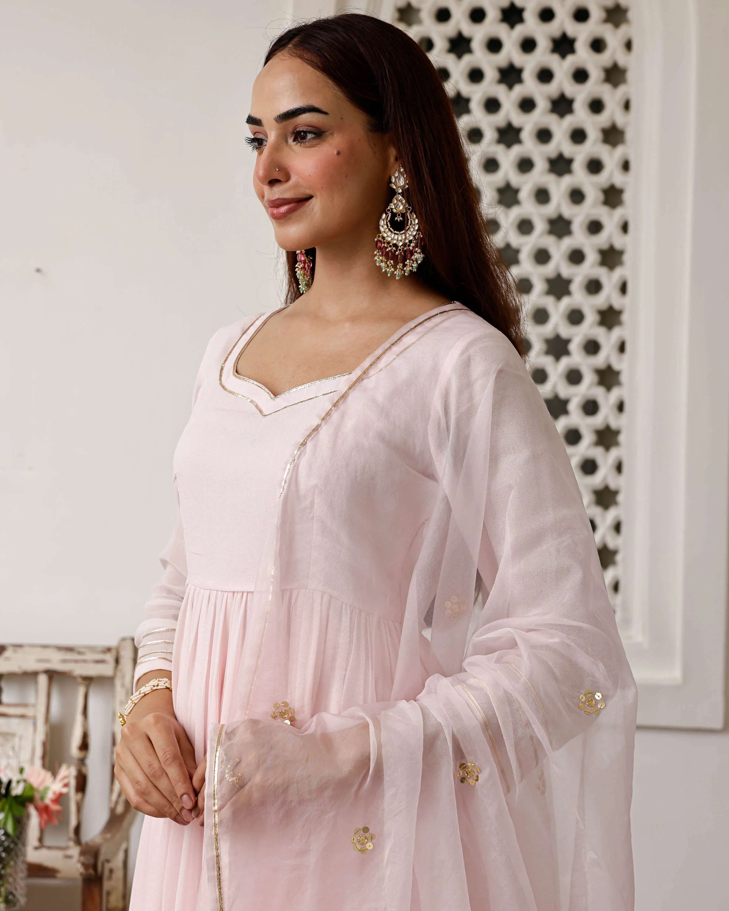 Mogra Pink Suit Set - Woolfily