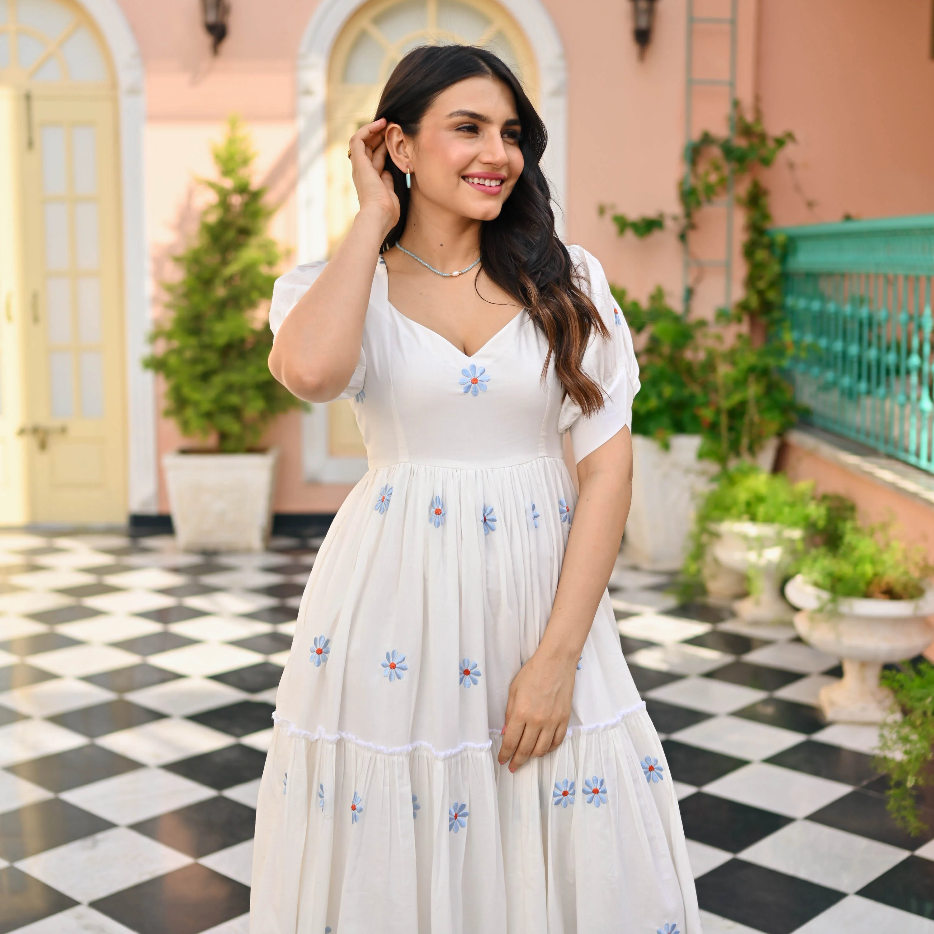 Bunaai Dandelion Cotton Embroidered Dress - Woolfily