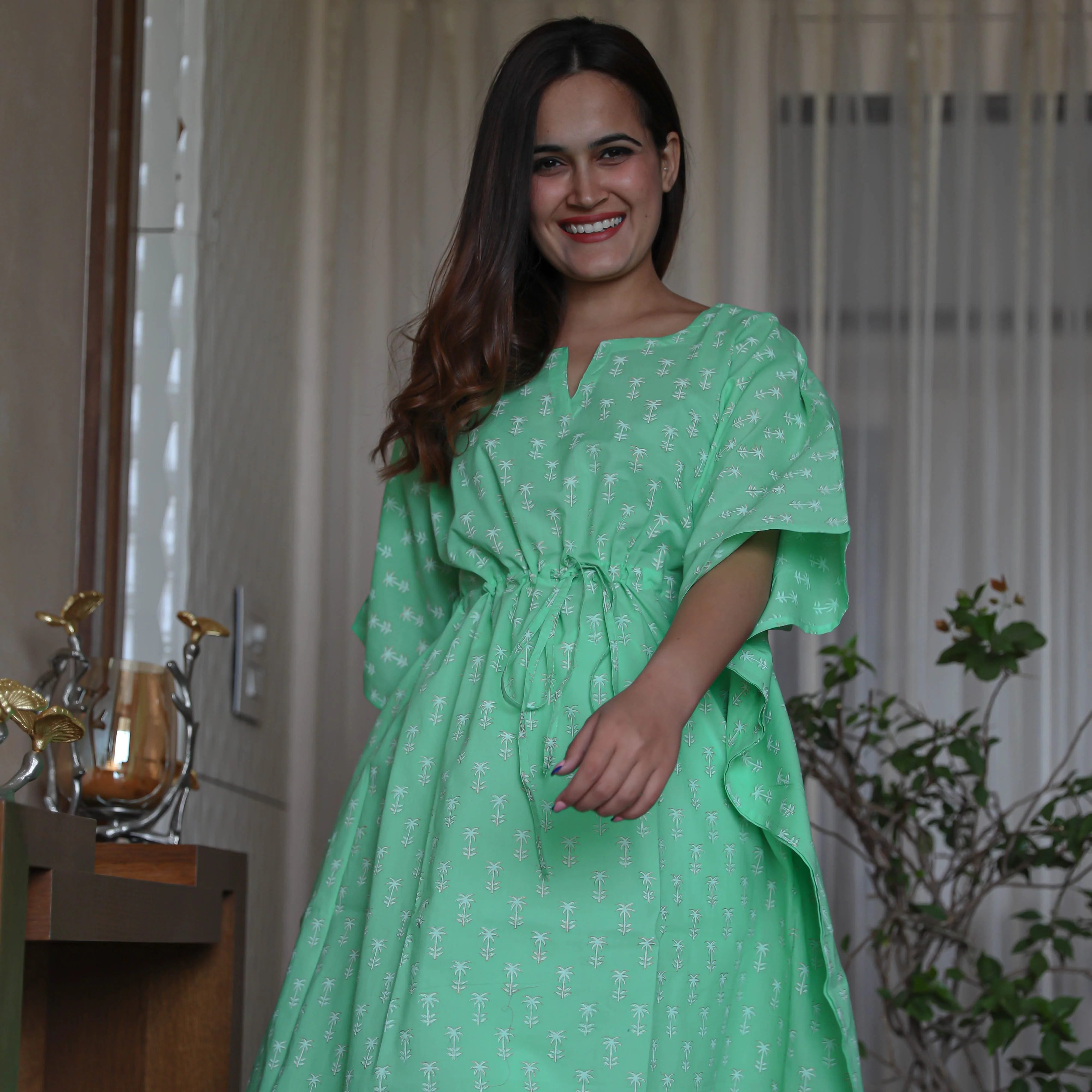 White Green Kaftan Set (set of 2) - Woolfily