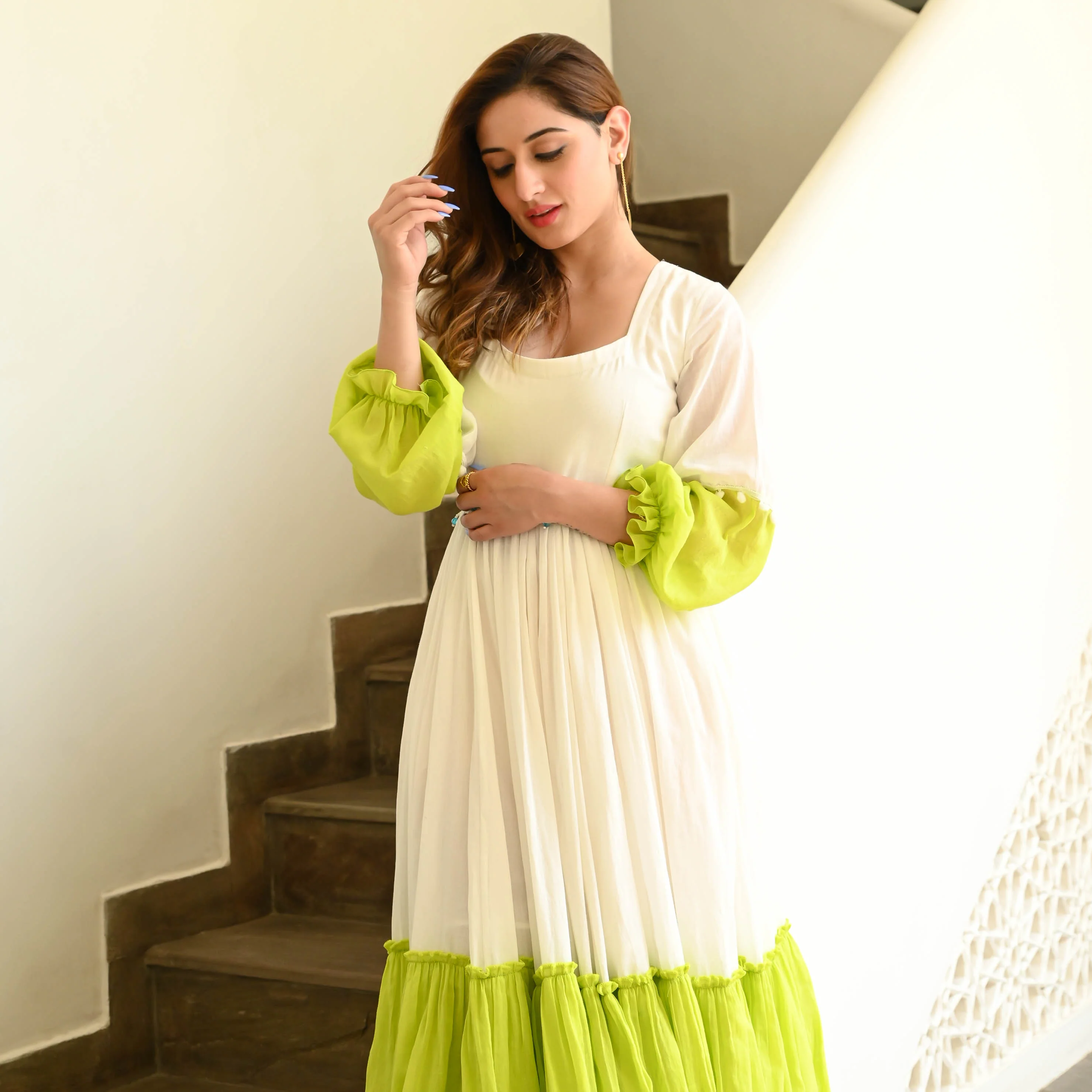 Bunaai MINT KIWI COTTON TIER DRESS - Woolfily