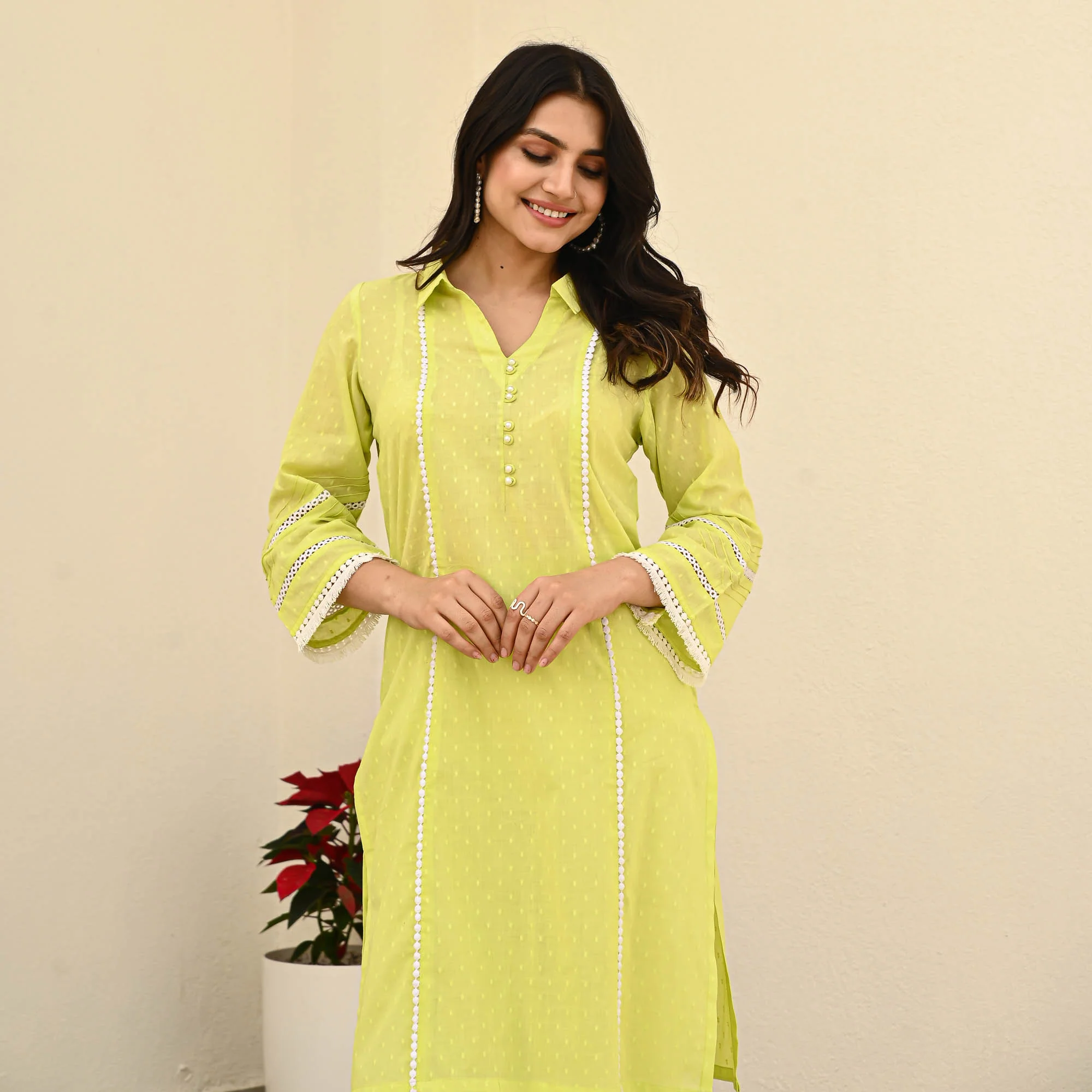 Bunaai Green Cotton Dobby Coord Set - Woolfily