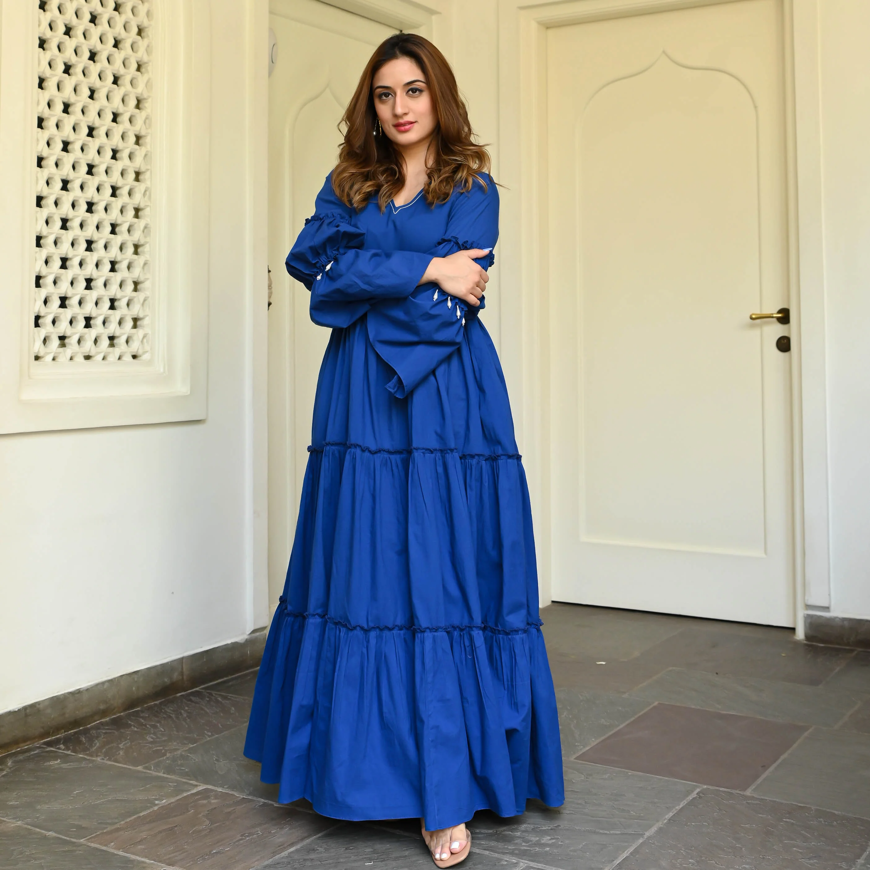 Bunaai Lapis Blue Cotton Dress - Woolfily